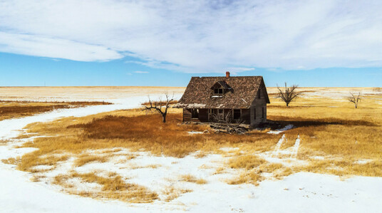 Abandoned homestead in an empty field - Last Chance, Colorado